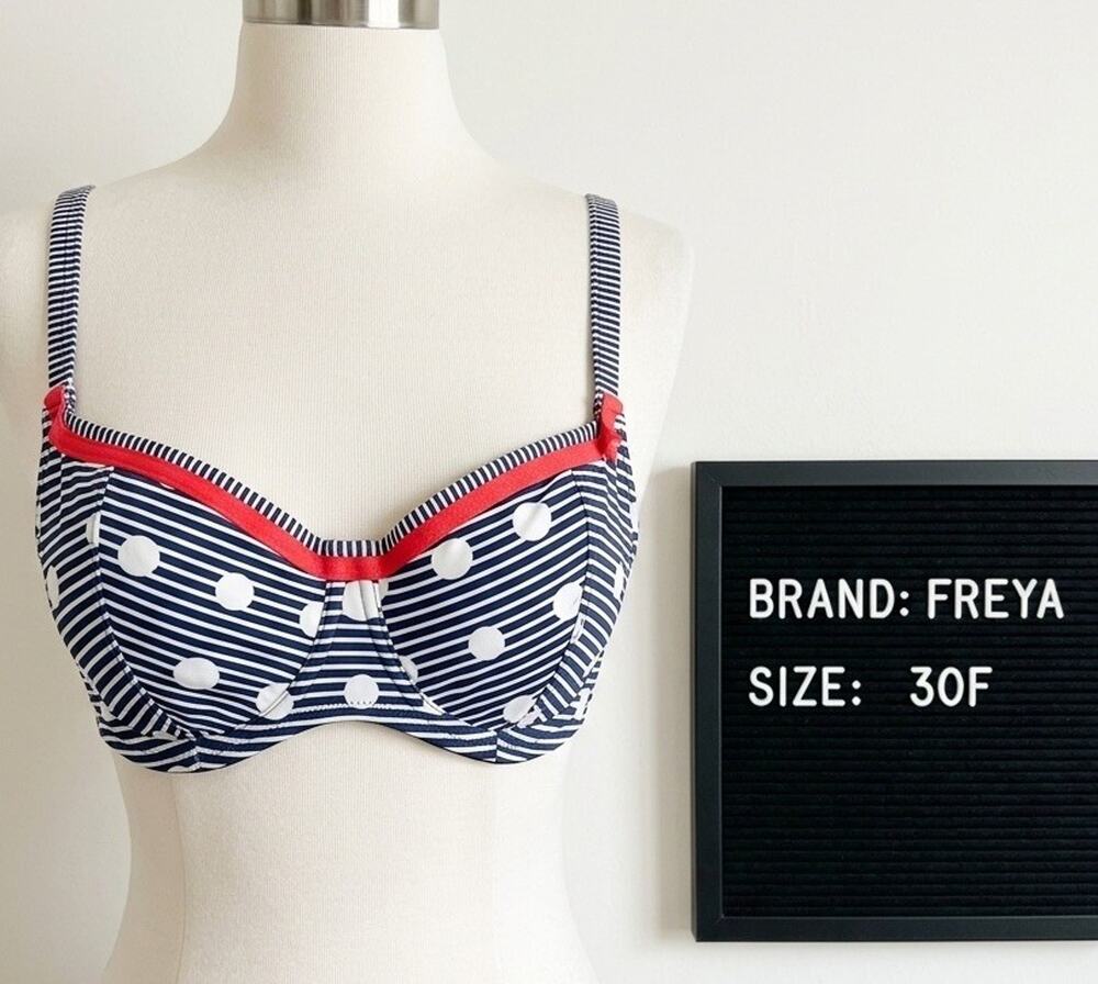 Freya Hello Sailor Padded Underwire Bikini Top 30F Navy Blue Polka Dot AS3465